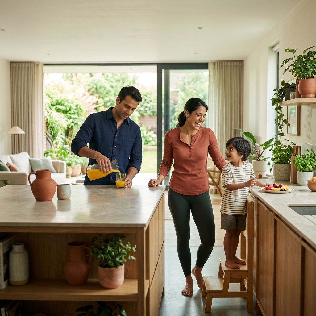Healthy Indian family at home